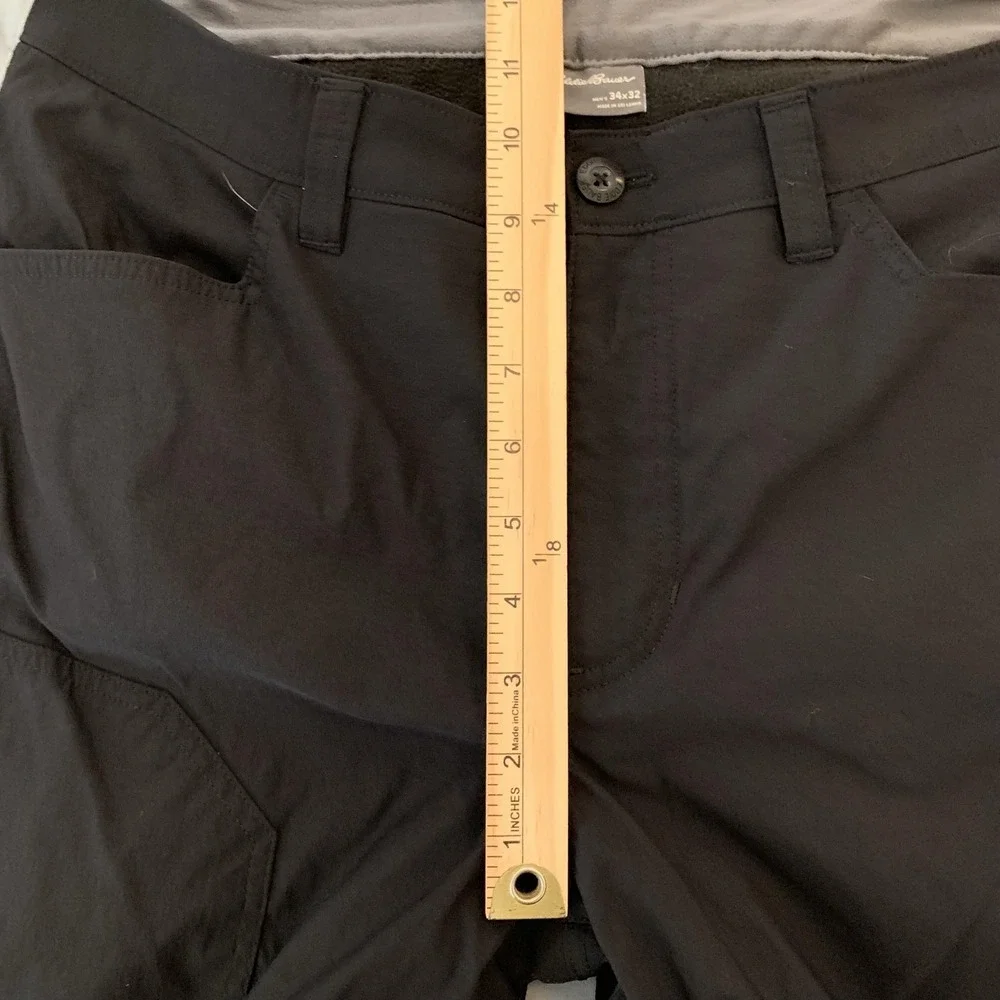 Eddie Bauer Pants Mens 34x32 Black Fleece Lined Tech Softshell Hiking Outdoor
